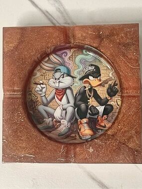 Bugs Bunny Daffy Duck Square Ashtray | 90s Cartoon Nostalgia Gift